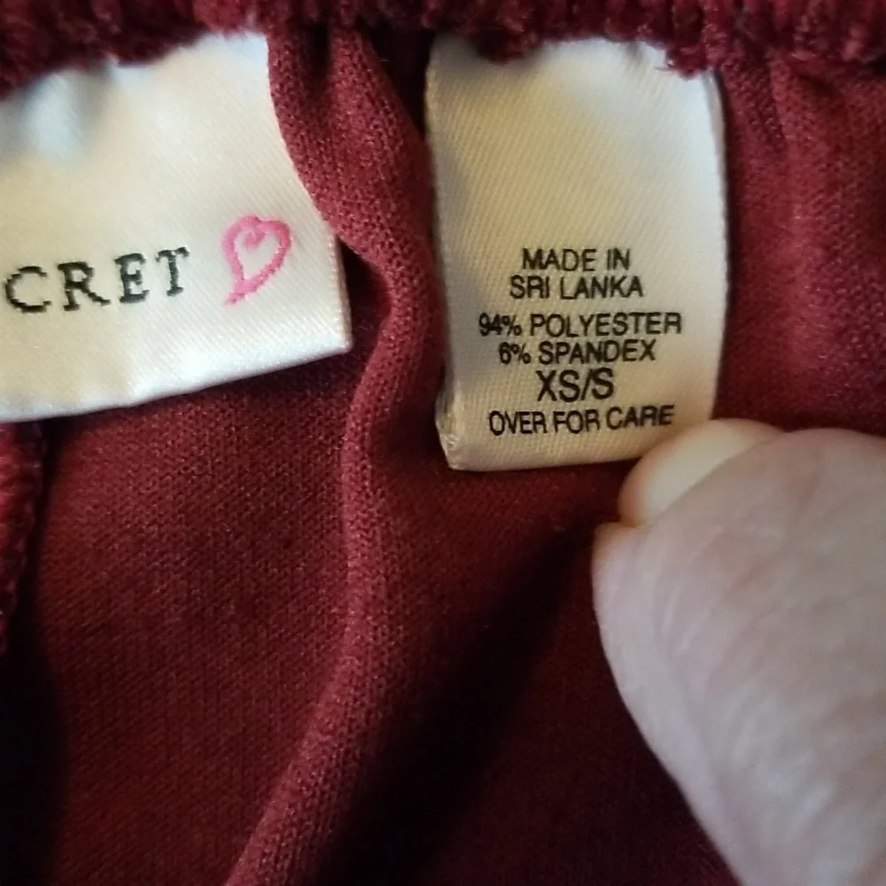 Victoria's Secret Velvet Sleep Lounge Pants XS/S Crimson Red